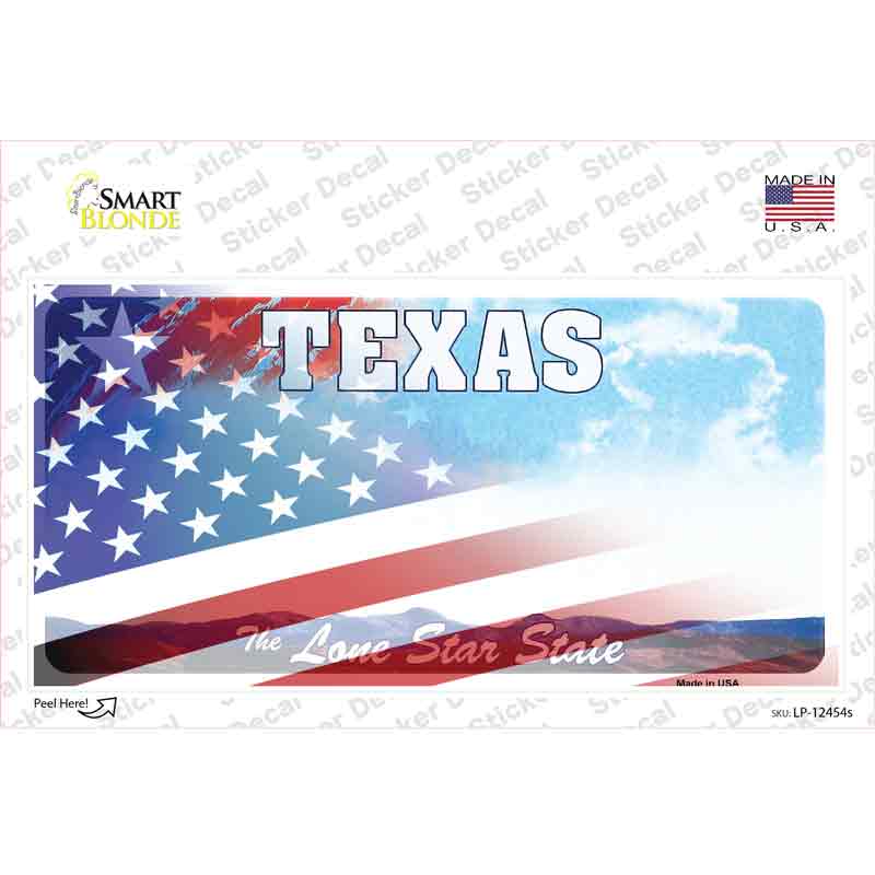 Texas Lone Star American Flag Novelty Sticker Decal