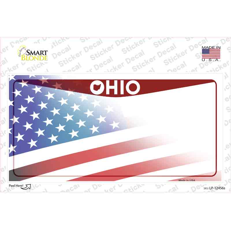Ohio State American Flag Novelty Sticker Decal