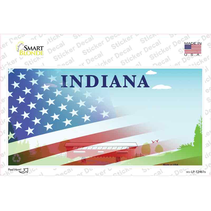 Indiana Bridge American Flag Novelty Sticker Decal