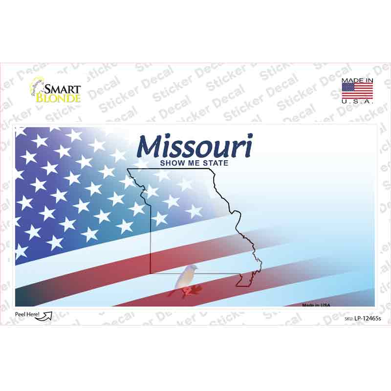 Missouri Half American Flag Novelty Sticker Decal