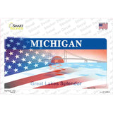 Michigan Half American Flag Novelty Sticker Decal