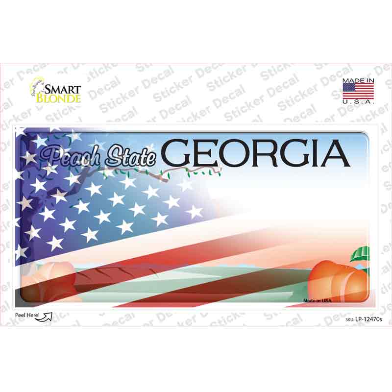 Georgia Half American Flag Novelty Sticker Decal