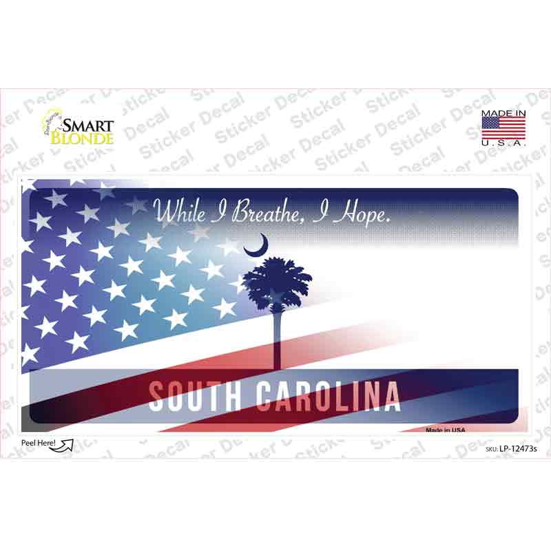 South Carolina Half American Flag Novelty Sticker Decal