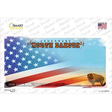North Dakota Half American Flag Novelty Sticker Decal