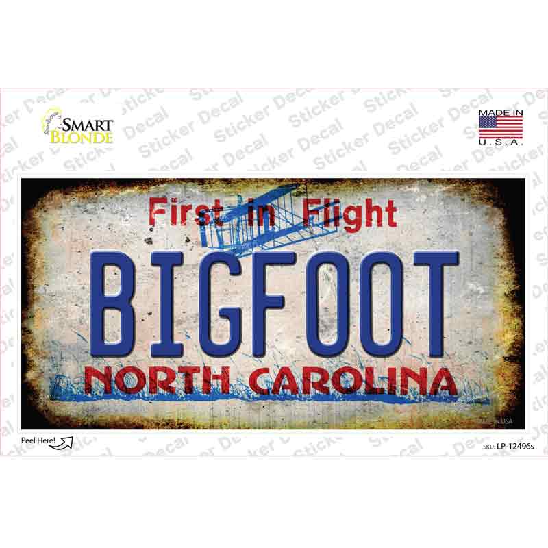 Bigfoot North Carolina Novelty Sticker Decal