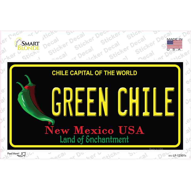 Green Chile New Mexico Black Novelty Sticker Decal