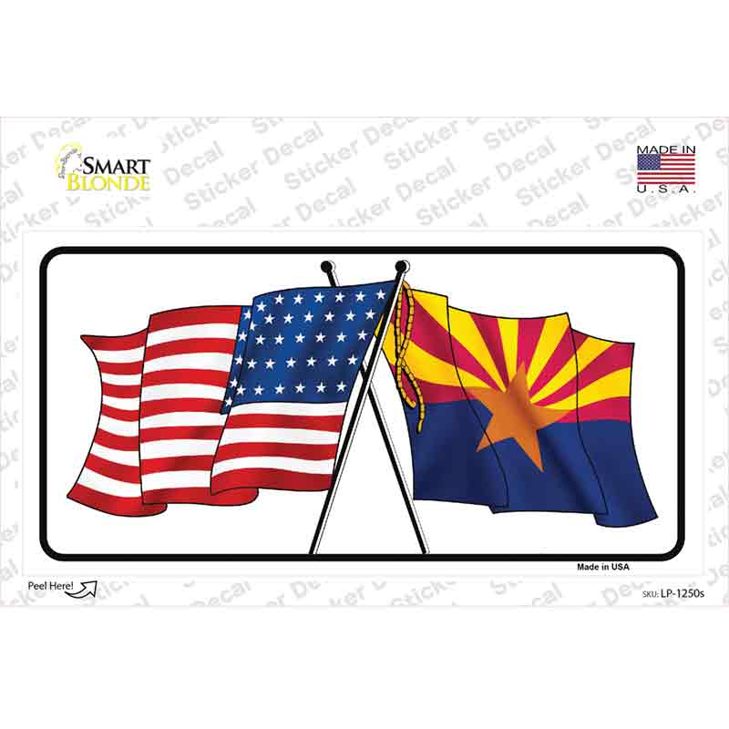 Arizona American Crossed Flags Novelty Sticker Decal
