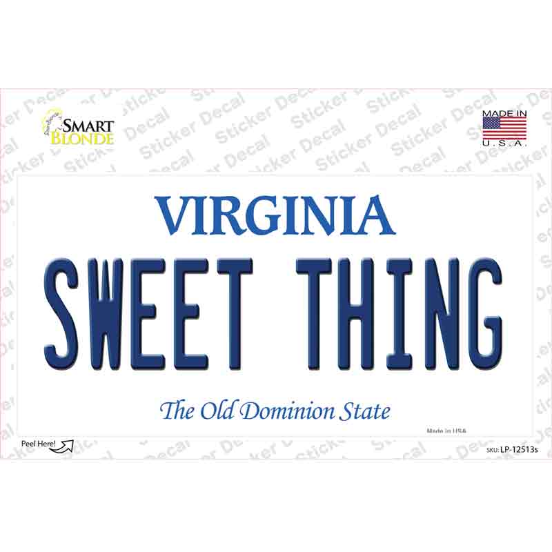 Sweet Thing Virginia Novelty Sticker Decal