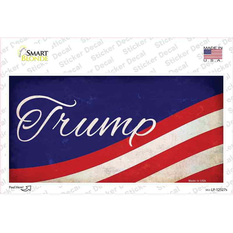 Trump on Waving Flag Novelty Sticker Decal