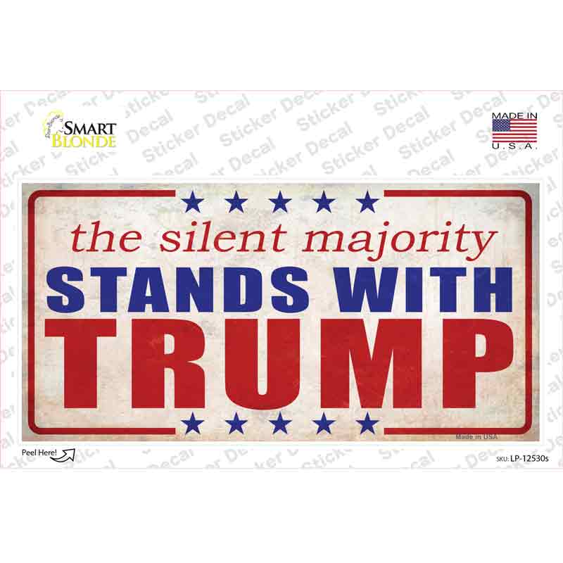 Silent Majority Stands with Trump Novelty Sticker Decal