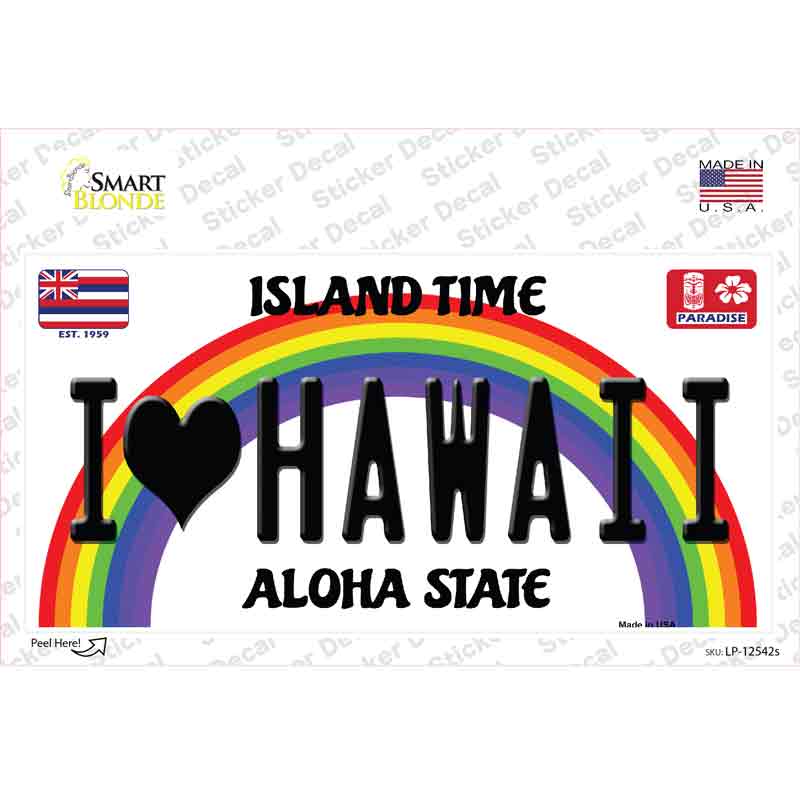 I Love Hawaii Novelty Sticker Decal