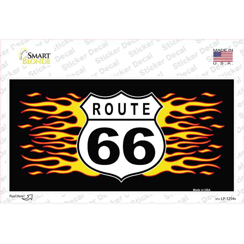 Route 66 Flames Novelty Sticker Decal