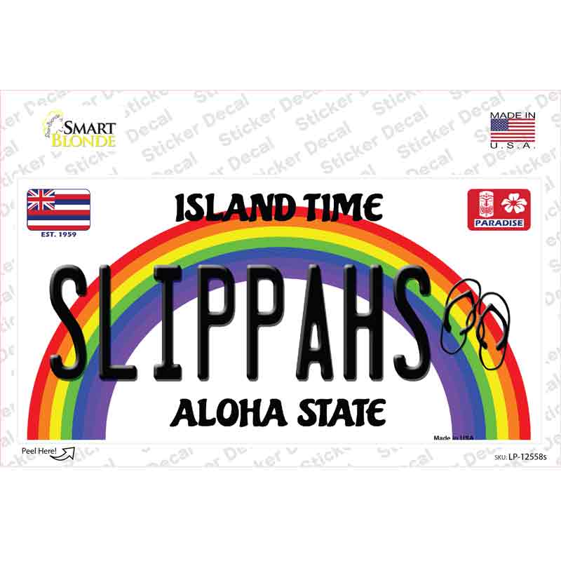 Slippahs Hawaii Novelty Sticker Decal