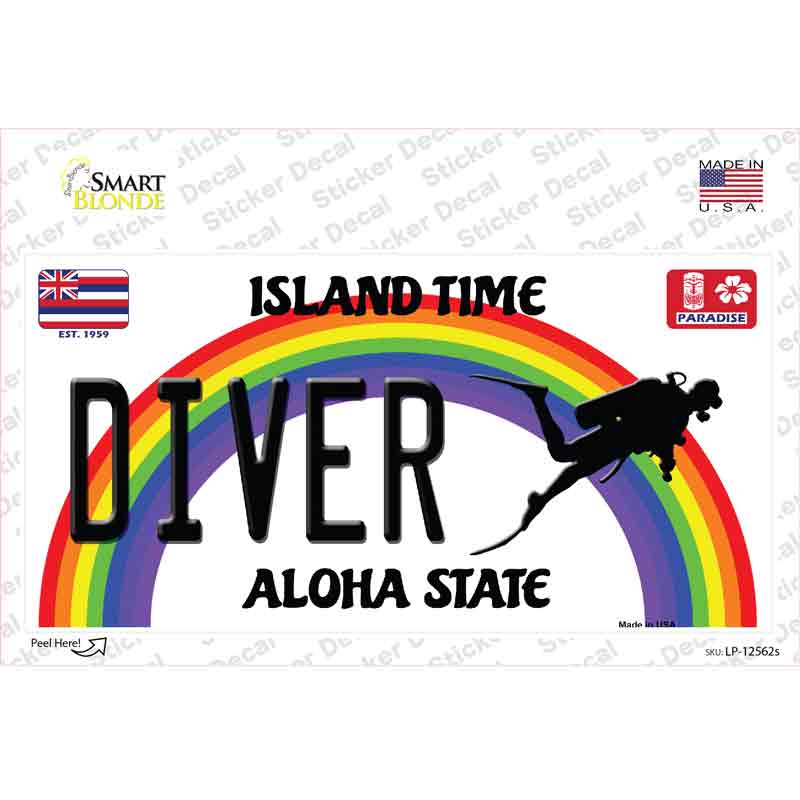Diver Hawaii Novelty Sticker Decal