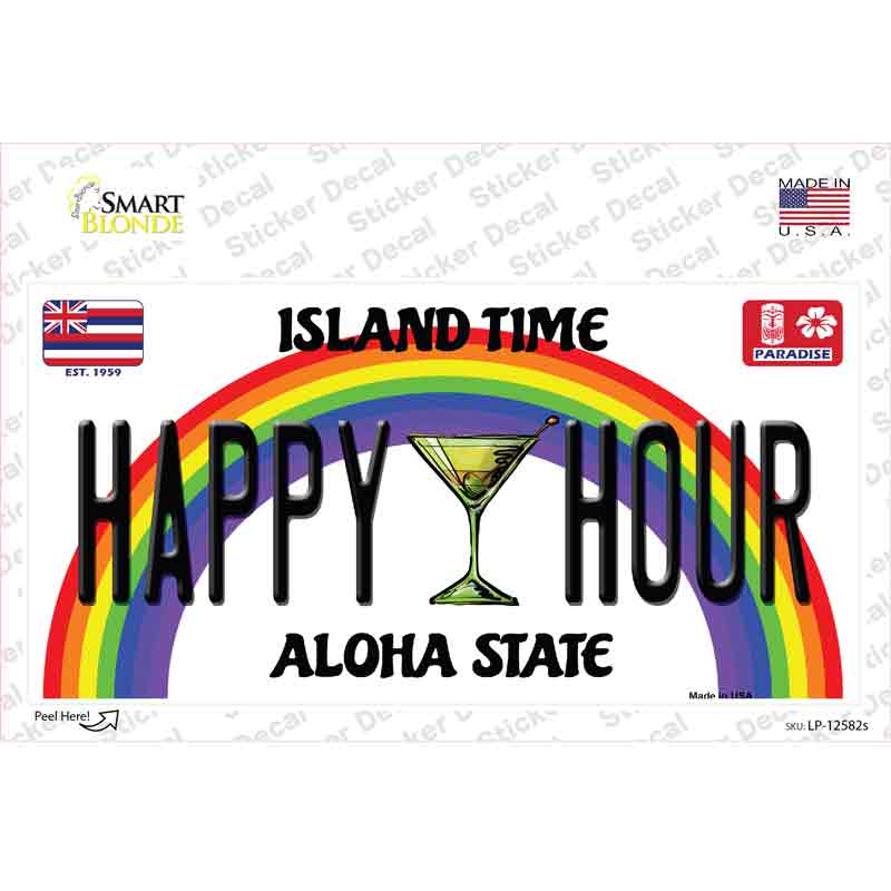 Happy Hour Hawaii Novelty Sticker Decal