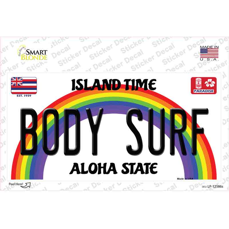Body Surf Hawaii Novelty Sticker Decal