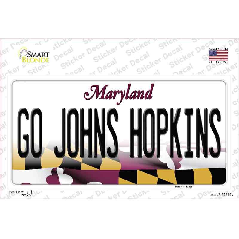 Go Johns Hopkins MD Novelty Sticker Decal