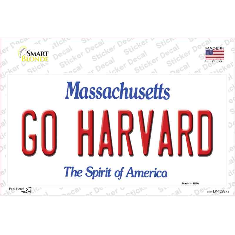 Go Harvard MA Novelty Sticker Decal