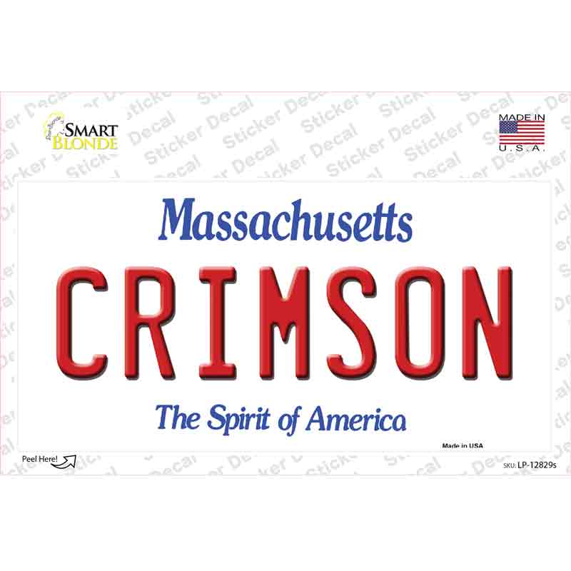 Crimson MA Novelty Sticker Decal