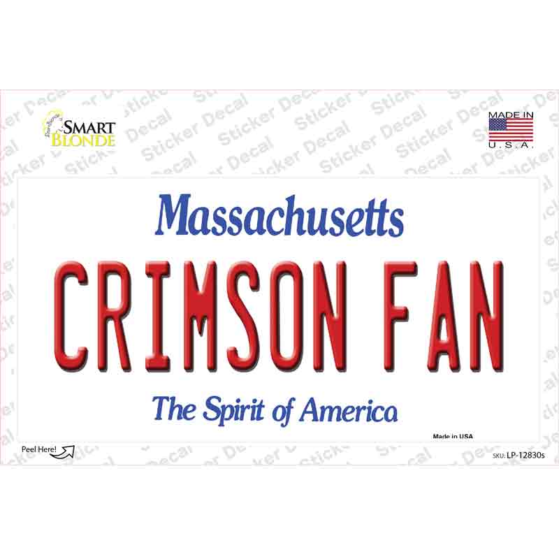 Crimson Fan MA Novelty Sticker Decal