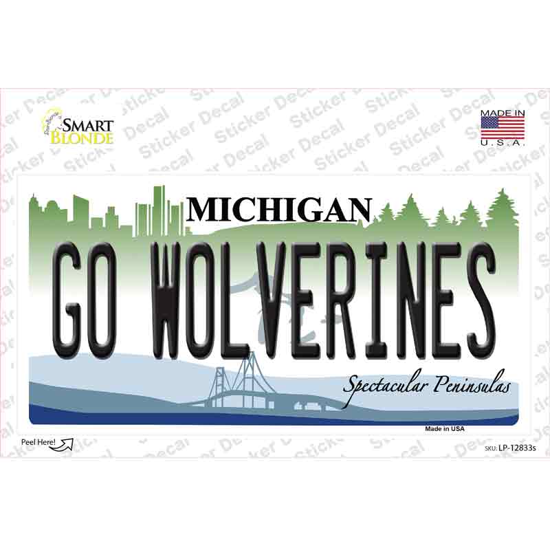 Go Wolverines MI Novelty Sticker Decal