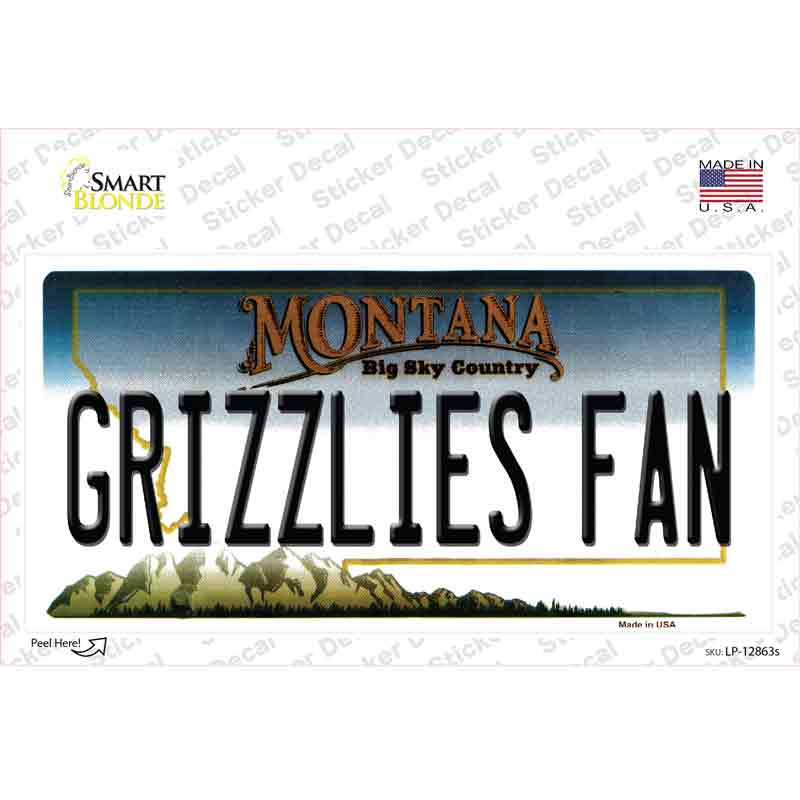 Grizzlies Fan MT Novelty Sticker Decal