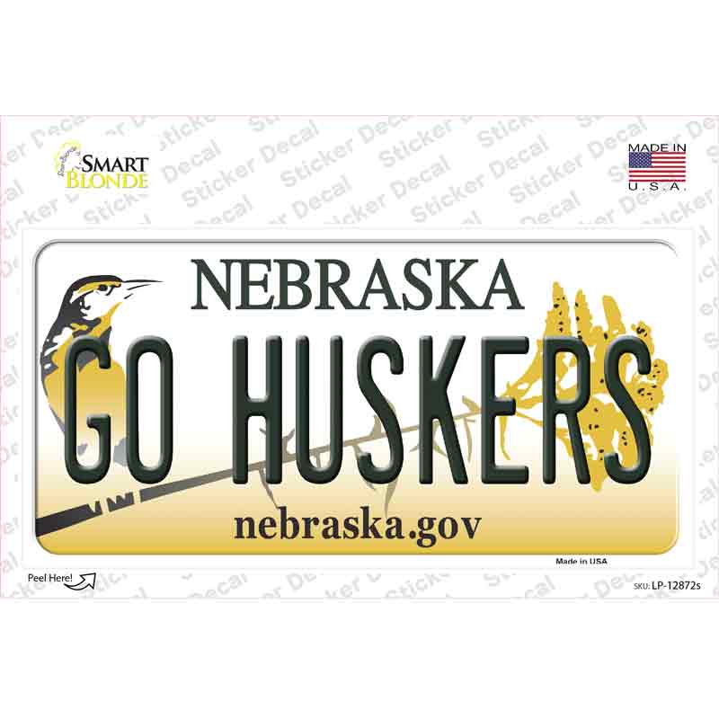 Go Huskers NE Novelty Sticker Decal