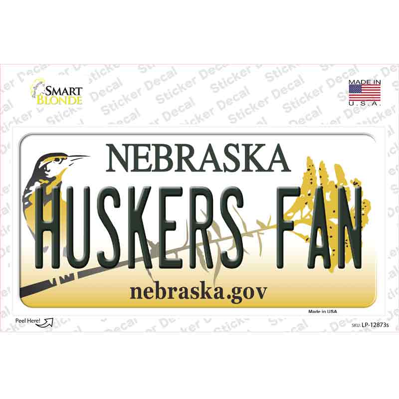 Huskers Fan NE Novelty Sticker Decal