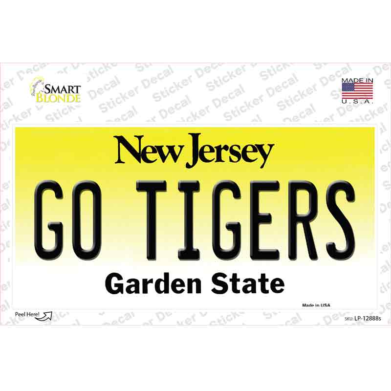 New Jersey Go Tigers NJ Novelty Sticker Decal