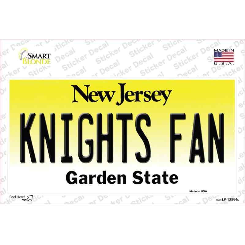 Knights Fan NJ Novelty Sticker Decal