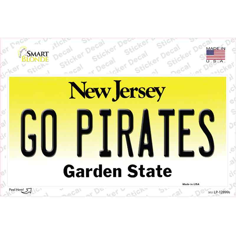Go Pirates NJ Novelty Sticker Decal