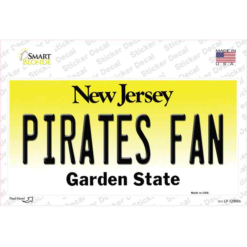 Pirates Fan NJ Novelty Sticker Decal