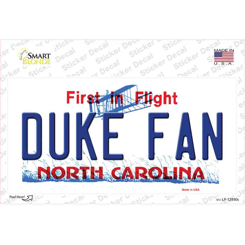 Duke Fan NC Novelty Sticker Decal