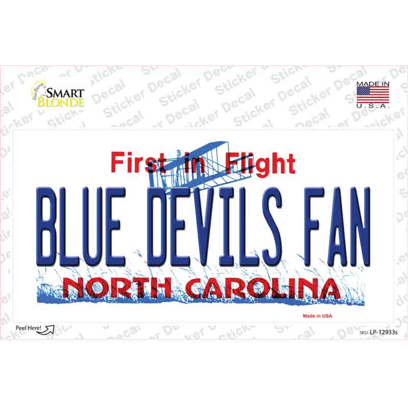 Blue Devils Fan NC Novelty Sticker Decal