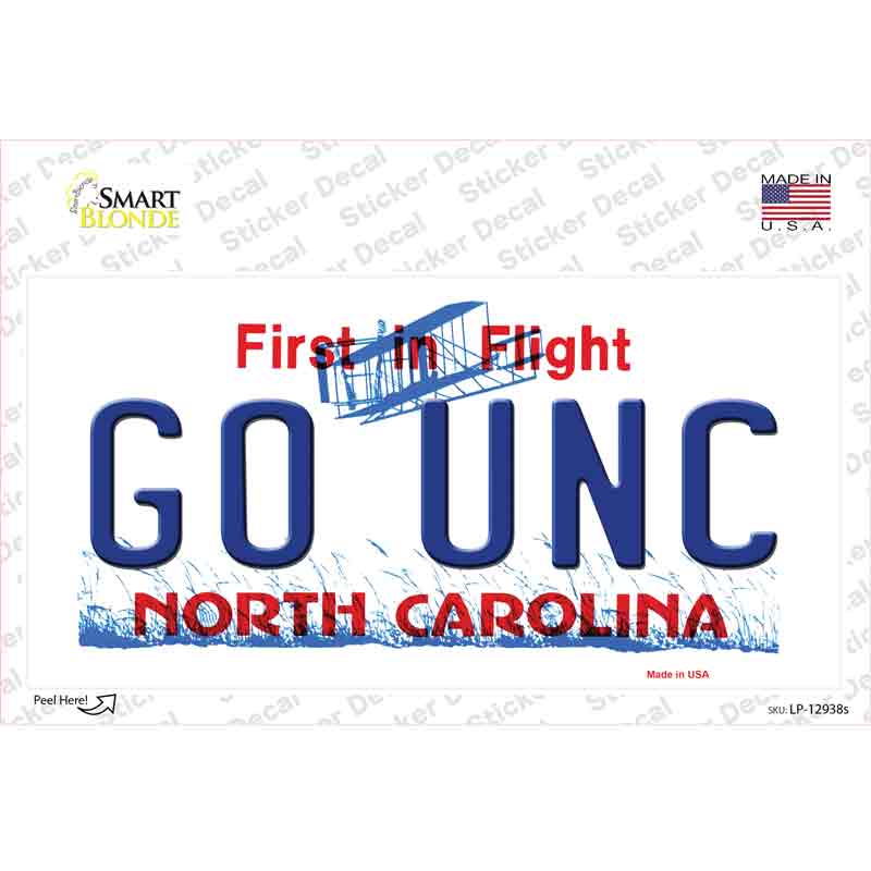Go Univ North Carolina NC Novelty Sticker Decal