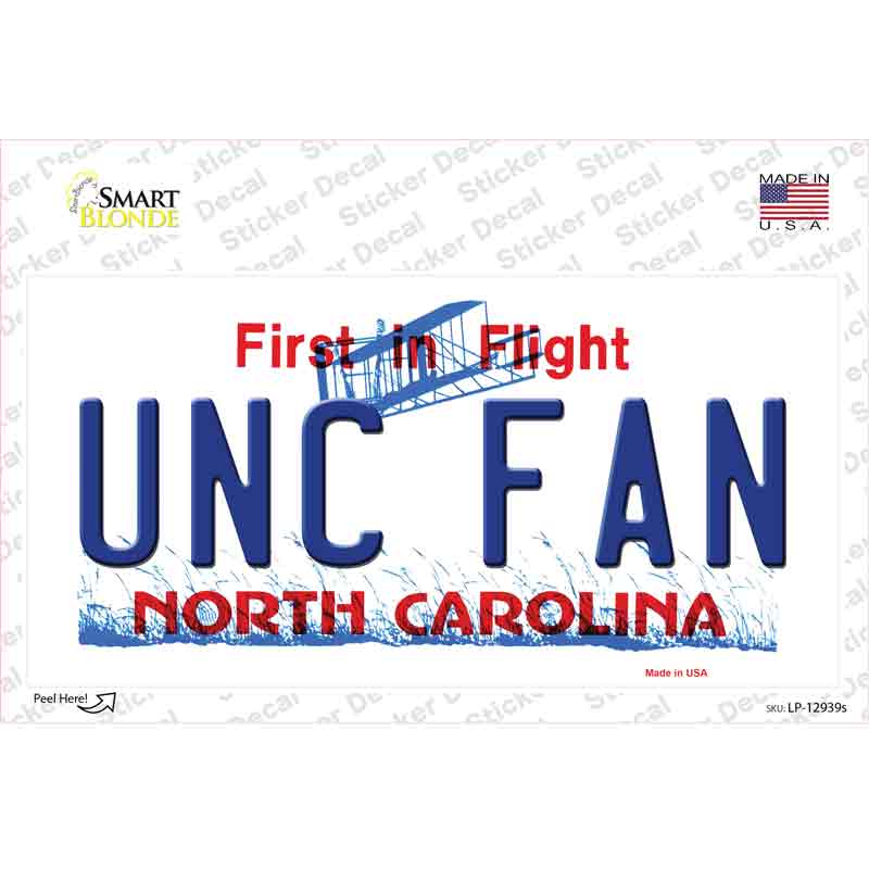 Univ North Carolina Fan NC Novelty Sticker Decal