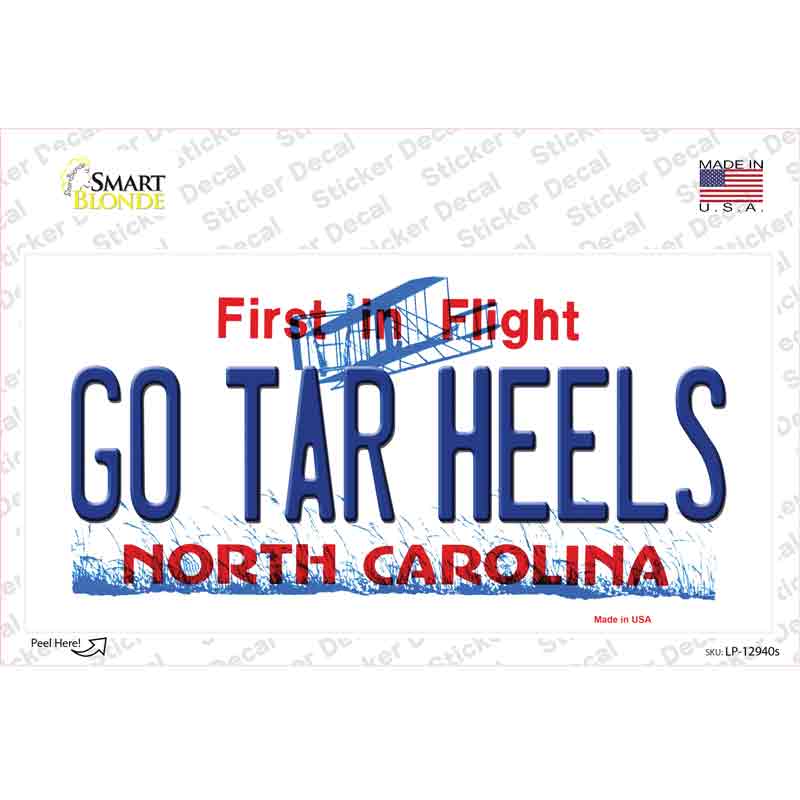 Go Tar Heels NC Novelty Sticker Decal