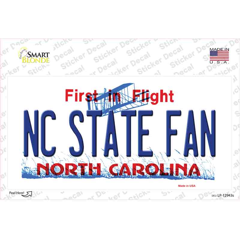 North Carolina State Fan NC Novelty Sticker Decal