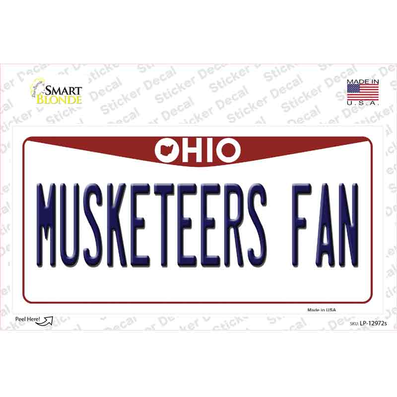 Musketeers Fan OH Novelty Sticker Decal