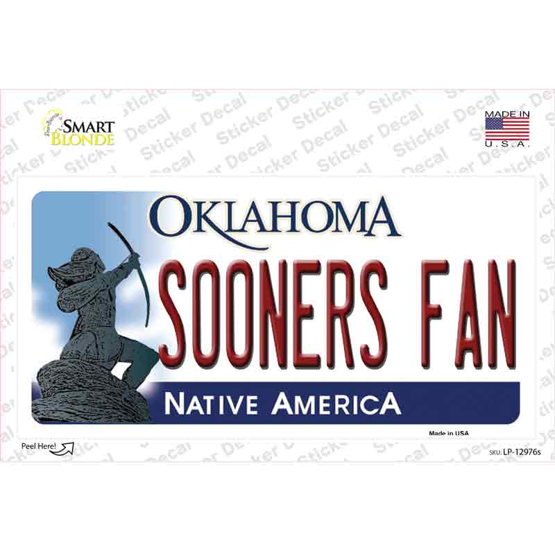 Sooners Fan OK Novelty Sticker Decal