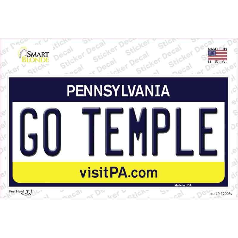 Go Temple PA Novelty Sticker Decal