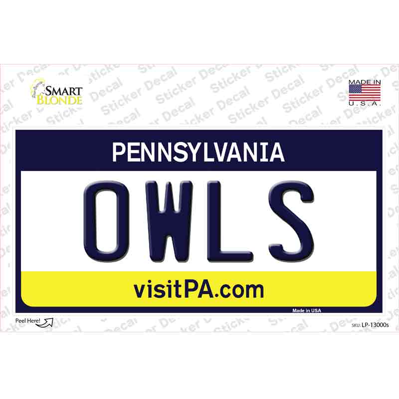 Owls PA Novelty Sticker Decal