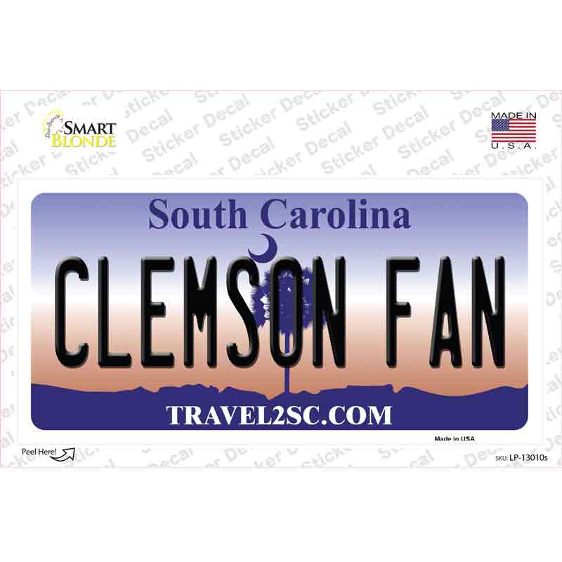 Clemson Fan SC Novelty Sticker Decal