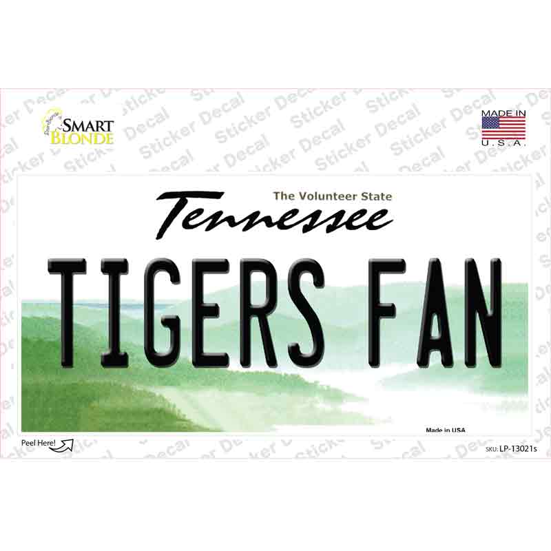 Tennessee Plate Tigers Fan TN Novelty Sticker Decal