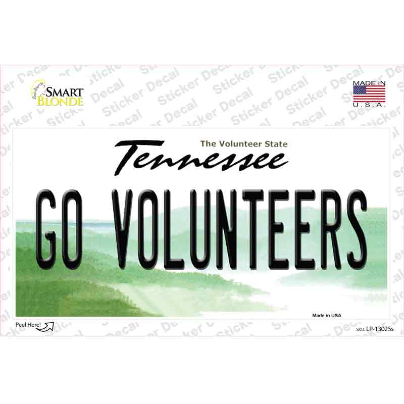 Go Volunteers TN Novelty Sticker Decal