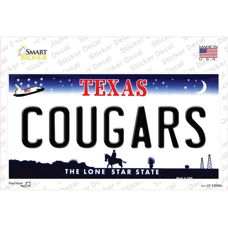 Cougars TX Novelty Sticker Decal