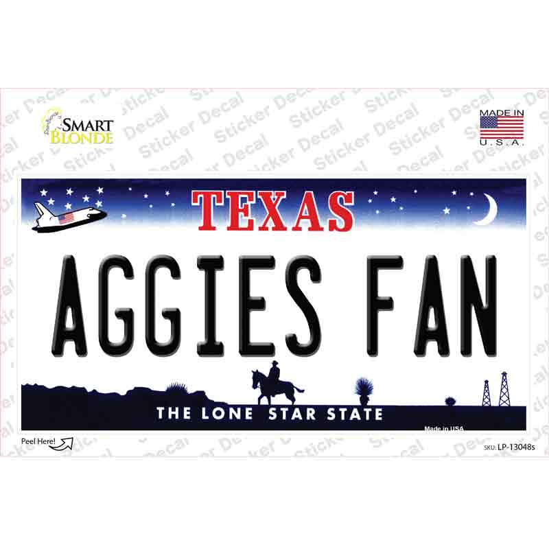 Aggies Fan TX Novelty Sticker Decal