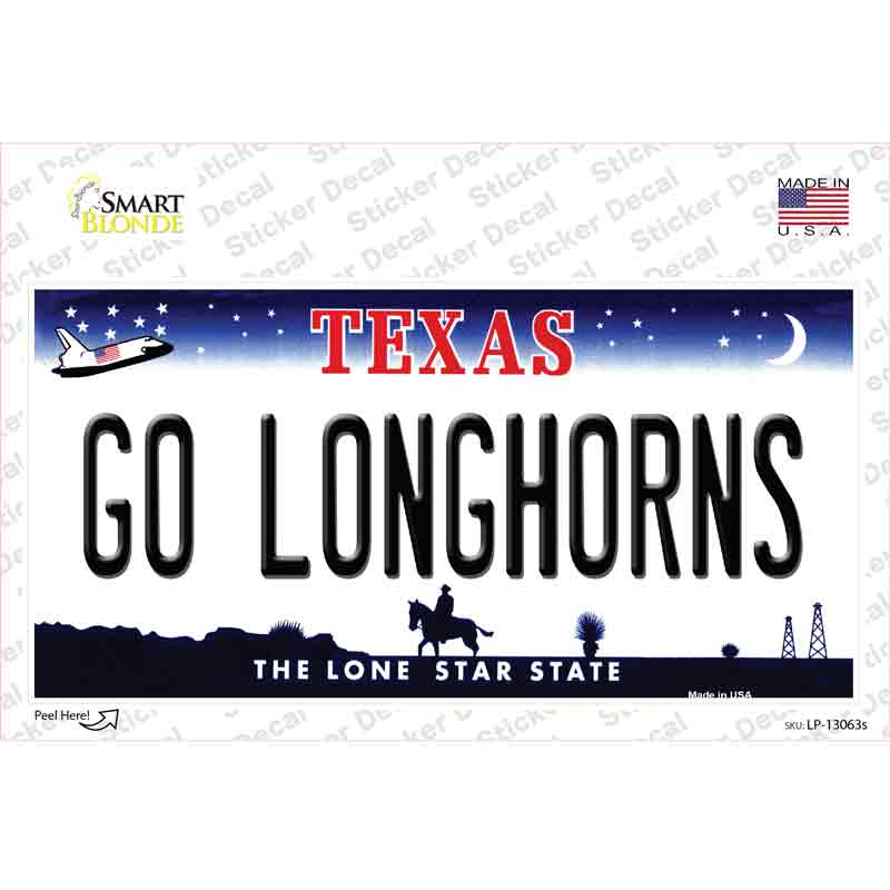 Go Longhorns TX Novelty Sticker Decal