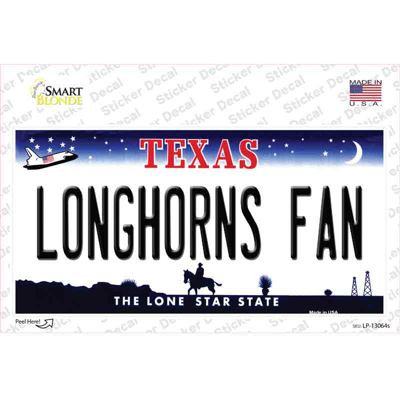 Longhorns Fan TX Novelty Sticker Decal