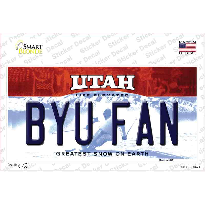 BYU Fan UT Novelty Sticker Decal